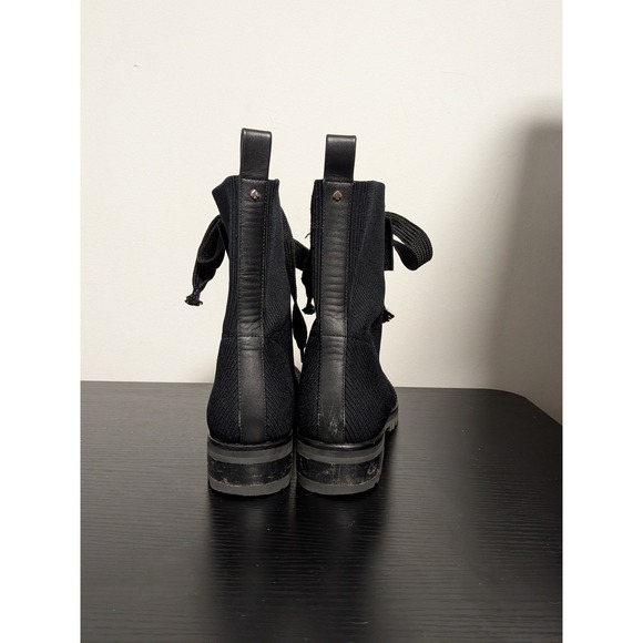 Kate Spade New York Knit Combat Boots Black Ribbed Lace Up Lug Sole Womens 8B - Picture 3 of 14